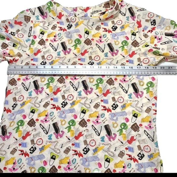 Edward 100% Silk Novelty Girly Fashion Shopping Summer Vacation Print Small Top - Picture 6 of 11